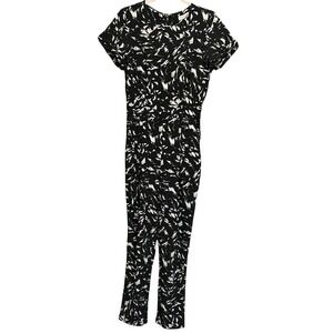 Nameless Jumpsuit Women Size S Black White Abstract Brushstroke Short Sleeve